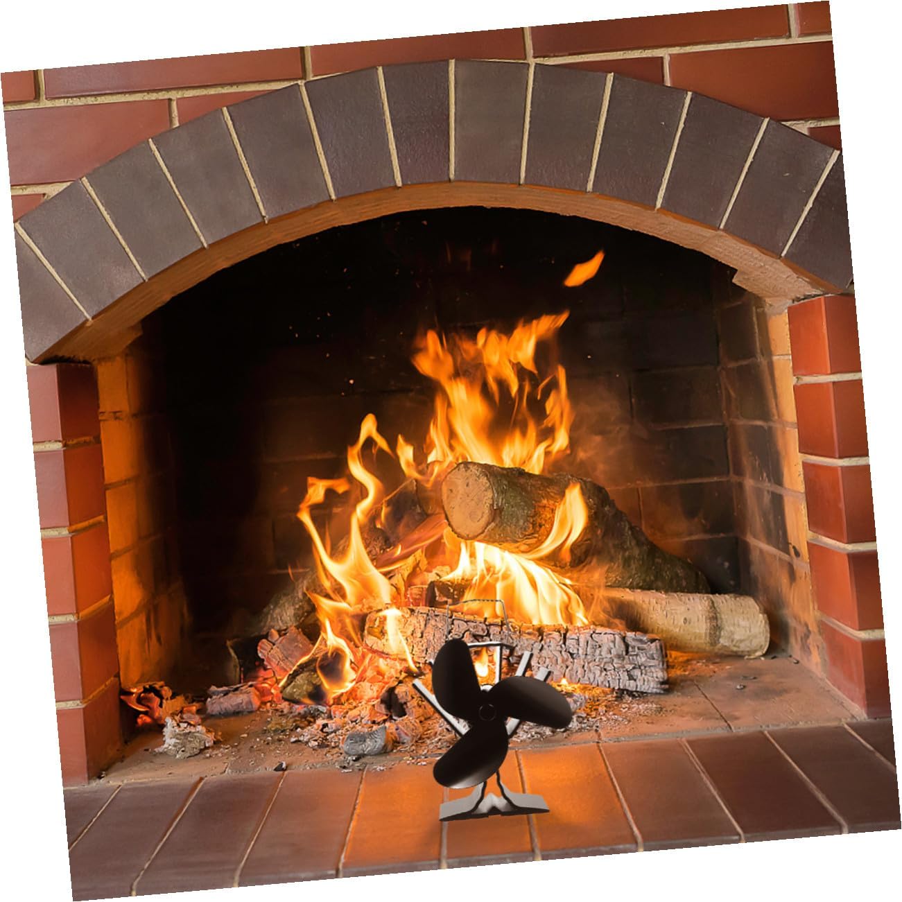 Heat Powered 3-blade Metal Fireplace Fan Thermal Stove Fan Home Heating Accessory for Woodstove and Indoor Use