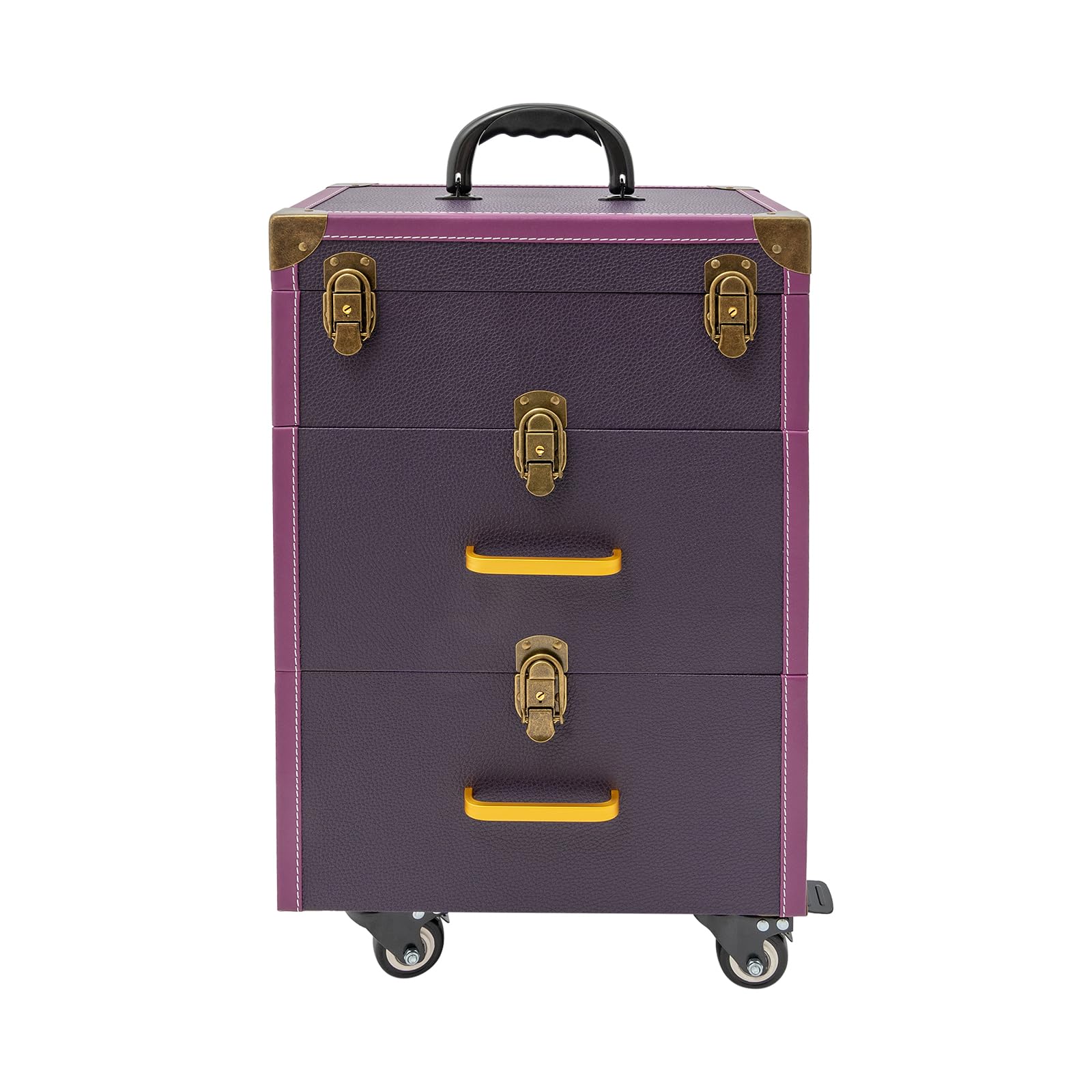 PDTHADP Rolling Makeup Train Case 14.1 x 9 x 22.4In Cosmetology Case on Wheels 110.23 LBS Hand-Pulled Rolling Makeup Case with 4 Universal Wheels & Retractable Handle Hairdressing Trolley