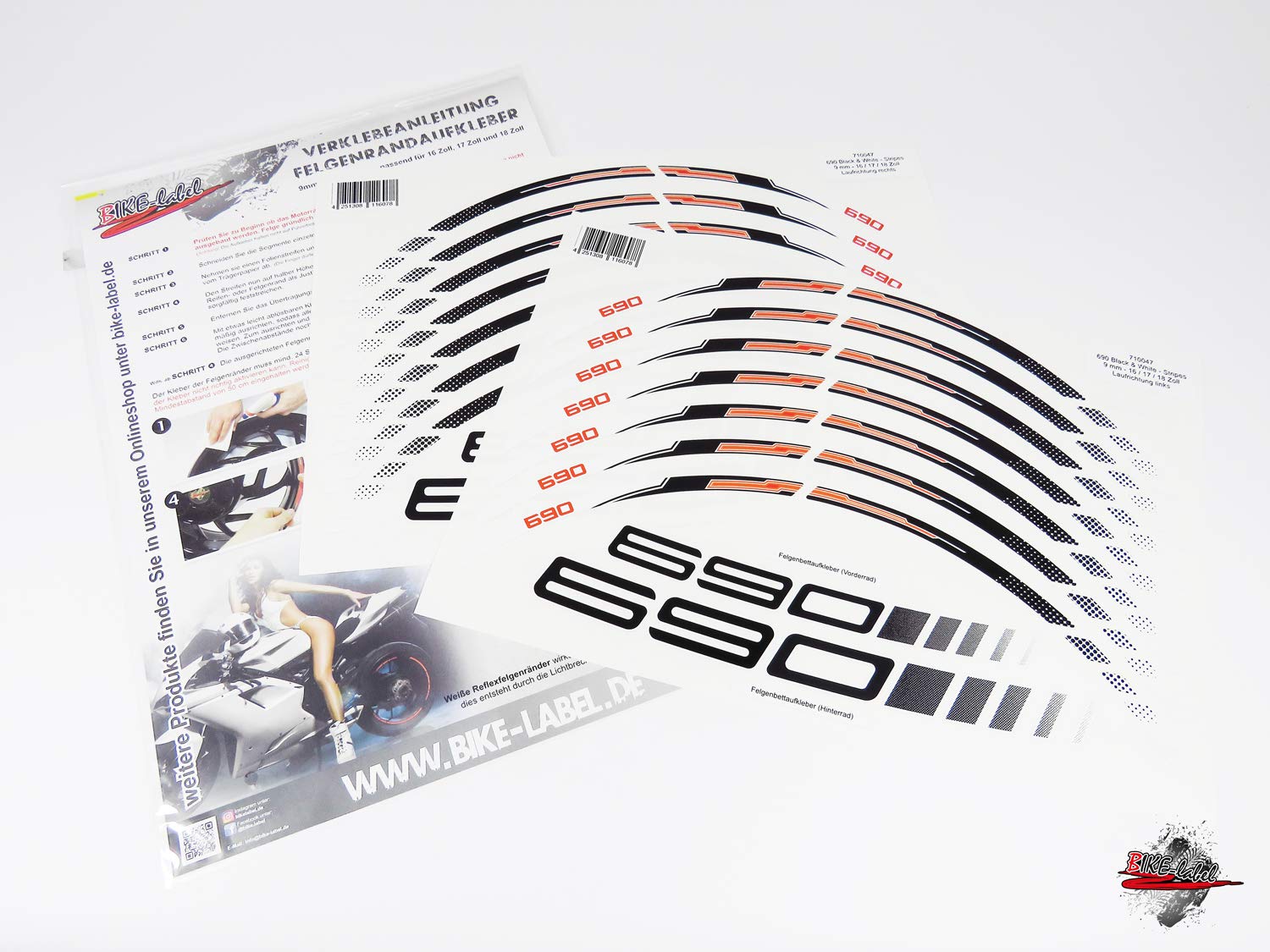 BIKE-label Adesivi Per Cerchioni Compatibili KTM 690 Duke – Kit 4 Pezzi Bianco Con Laminato Protettivo - 2