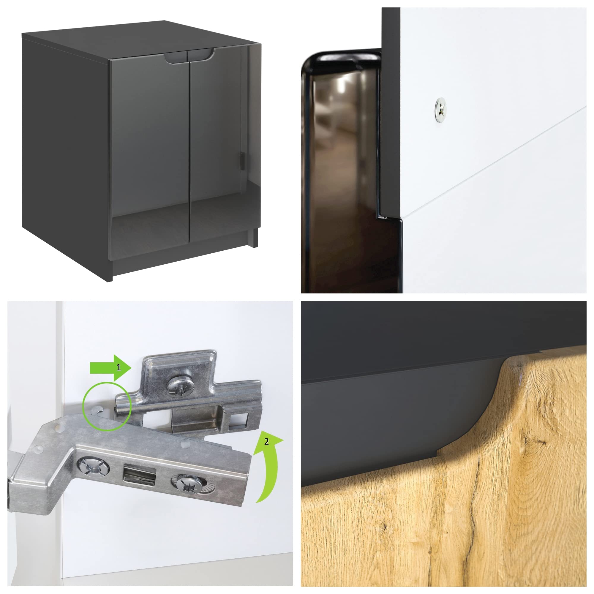 Vladon Commode d'imprimante Logan, Armoire à dossiers avec 2 Compartiments et 2 Portes, Corps Noir Mat, façades Graphite satiné Mat, (51 x 60,5 x 54 cm)