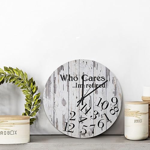 Miniatura 10 de ArogGeld Whatever Funny - Reloj de pared personalizado de 10 pulgadas, redondo de madera vintage, funciona con pilas, grande, silencioso,