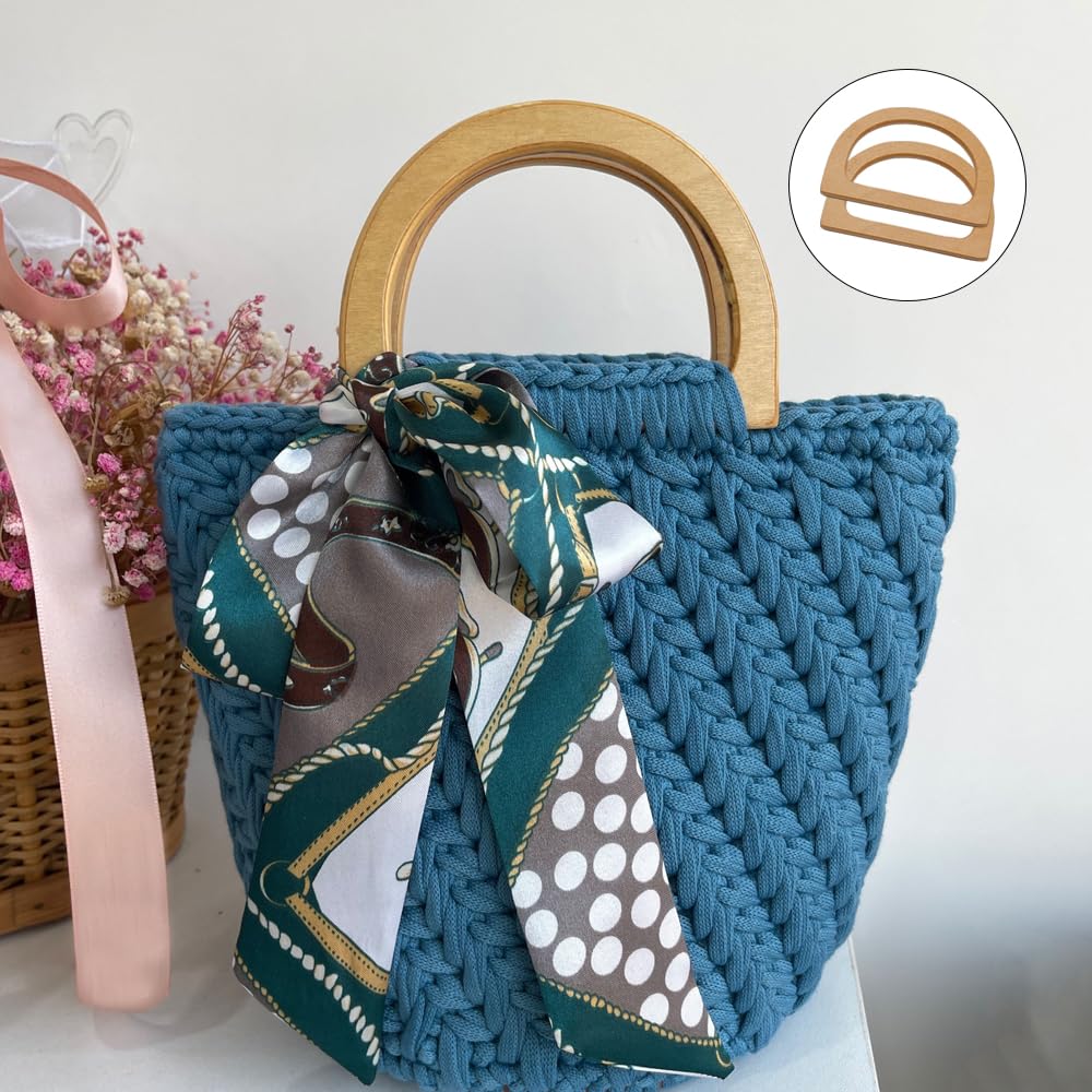 4 Asas De Madera En Forma De D Para Bolsos – Repuesto Para Bolso De Lona, DIY Y Manualidades (12x8.5cm)