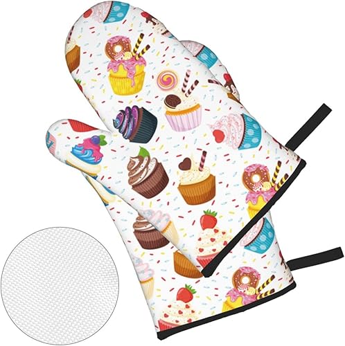 Miniatura 10 de Juego de 4 manoplas de horno y soportes para ollas de pizza, guantes resistentes al calor para cocina, hornear, asar a la parrilla, barbacoa