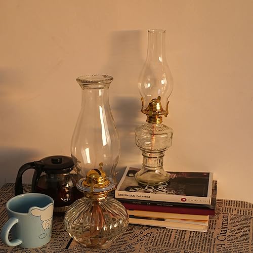 Miniatura 7 de Lámpara de aceite Chimenea Base de 3 pulgadas 8 28 pulgadas de altura Lámpara de queroseno Lámpara de repuesto de vidrio transparente alto