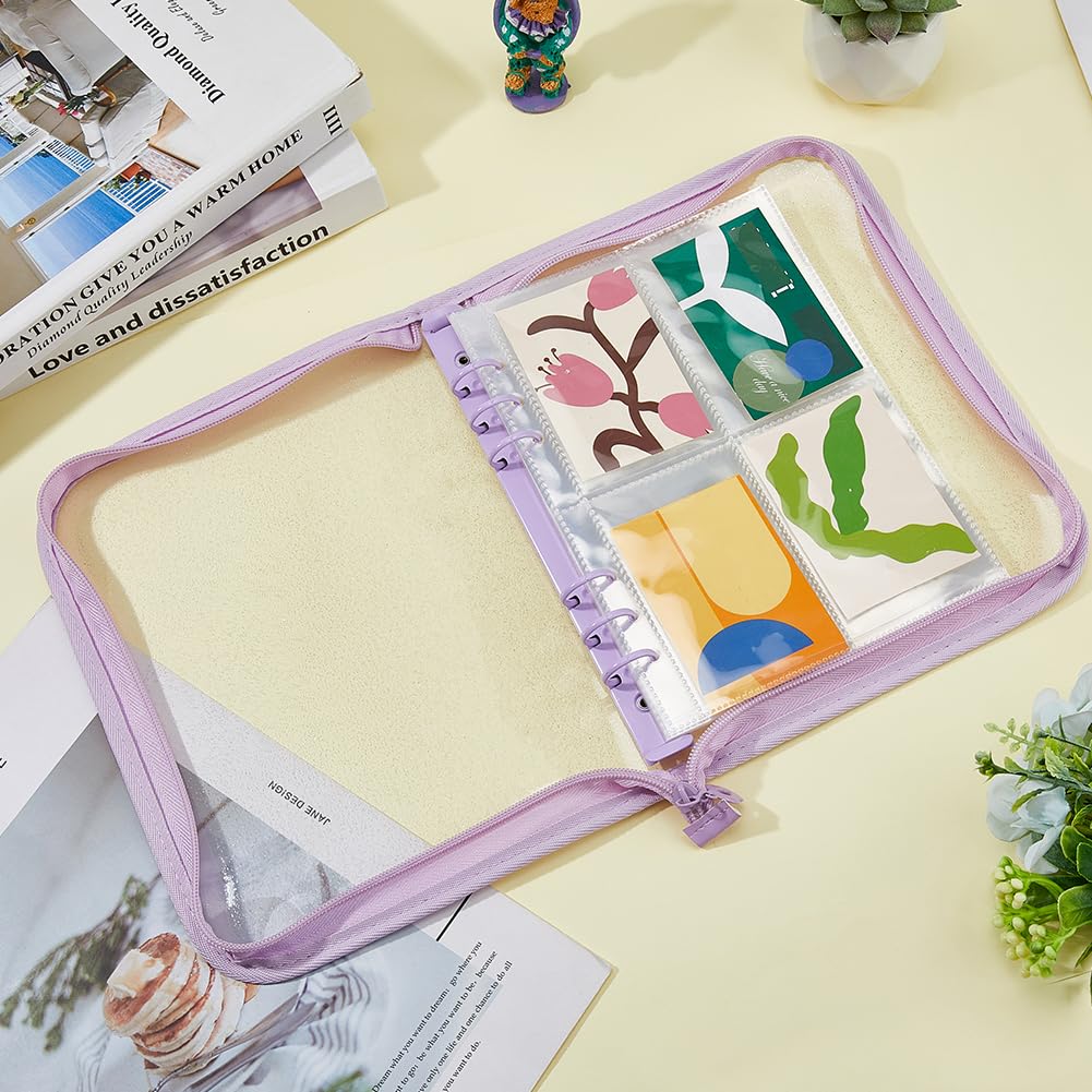 SUPERFINDINGS Raccoglitore Photocard Kpop Raccoglitore di Carta Ricaricabile con Cerniera Impermeabile a fogli Sciolti Con 10 Fogli 4 tasche di Ricarica