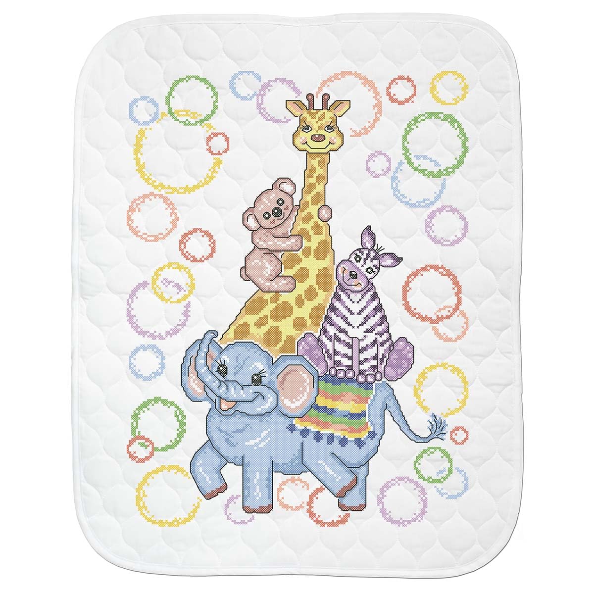 Herrschners Baby Zoo Stack Baby Quilt Stamped Cross-Stitch Kit