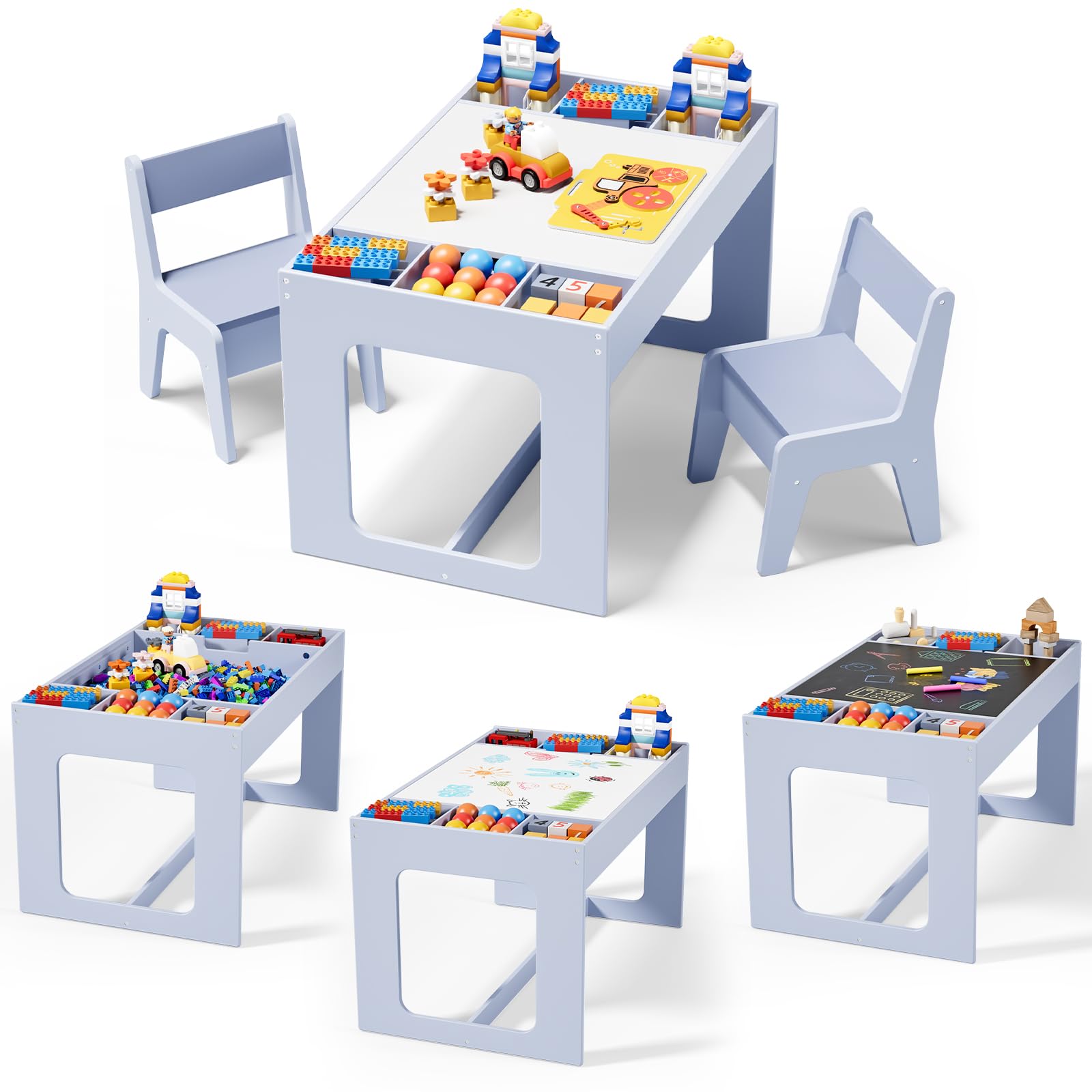 Houten Kindertafel Met 2 Stoelen En Opbergruimte Activiteitenset Voor Kleuters