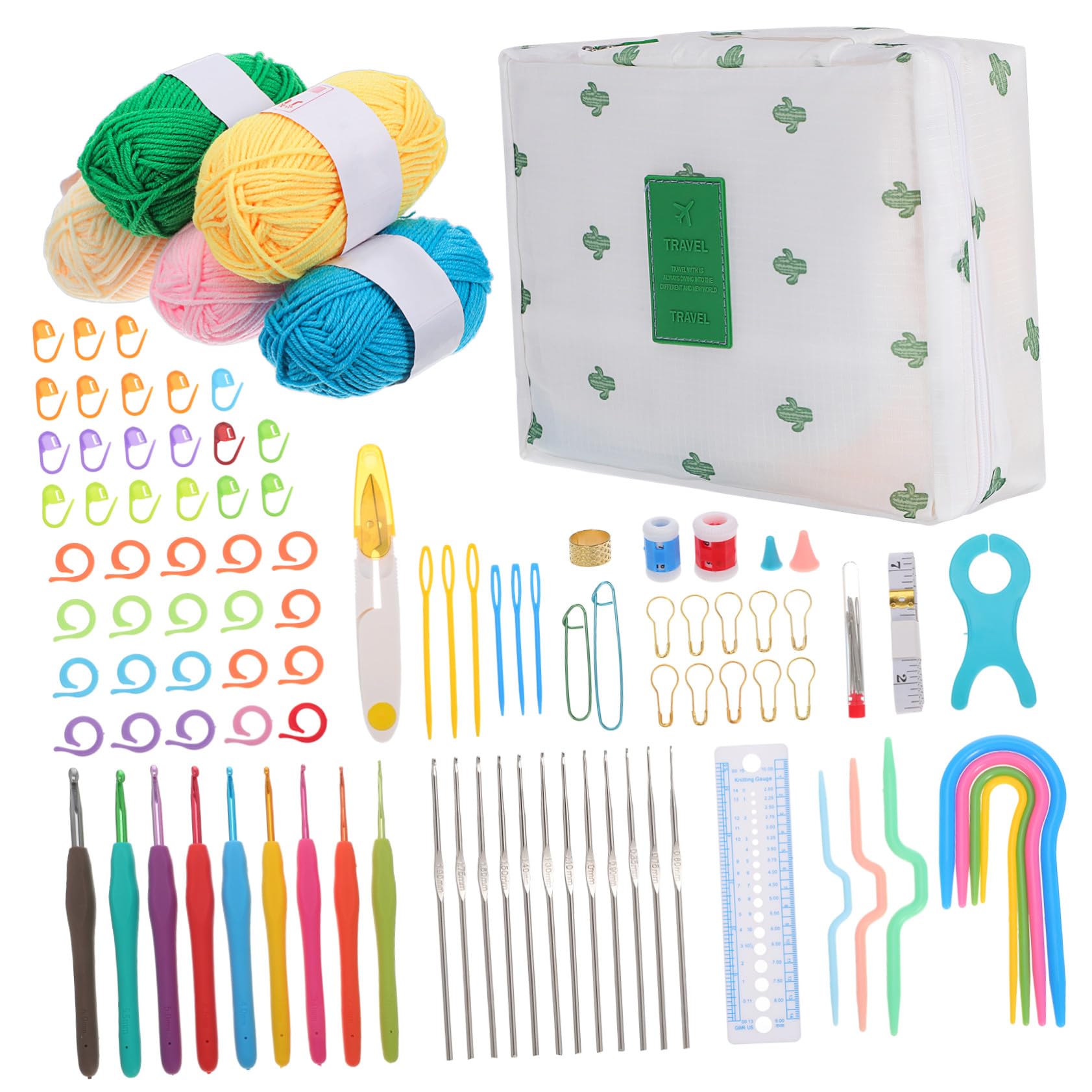 Beatifufu Uncinetti per Principianti con e Kit Completo di Strumenti Resistenti Organizzato in Pratica Borsa da Trasporto per Lavori Maglia Creativi e Regalo Originale
