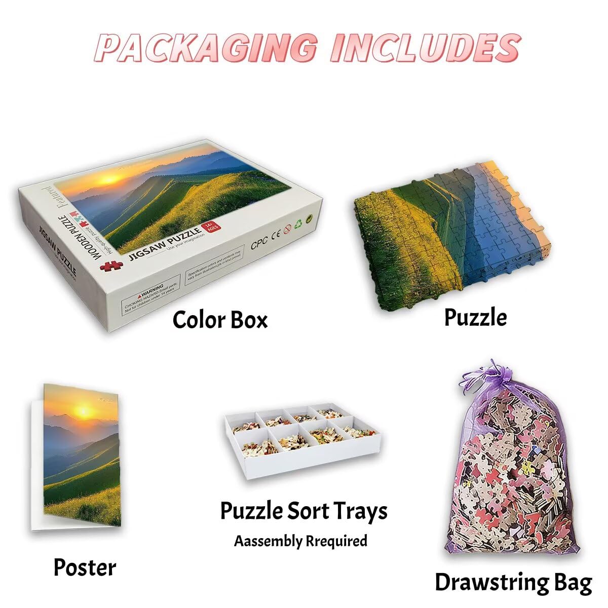 Puzzle 5000 sztuk dla dorosłych krajobrazy, puzzle górskie, puzzle 5000 sztuk dla dorosłych, drewniane puzzle z pudełkiem na prezent rozmiar 156 x 105 cm, wyzwanie puzzle dla całej rodziny, prezent