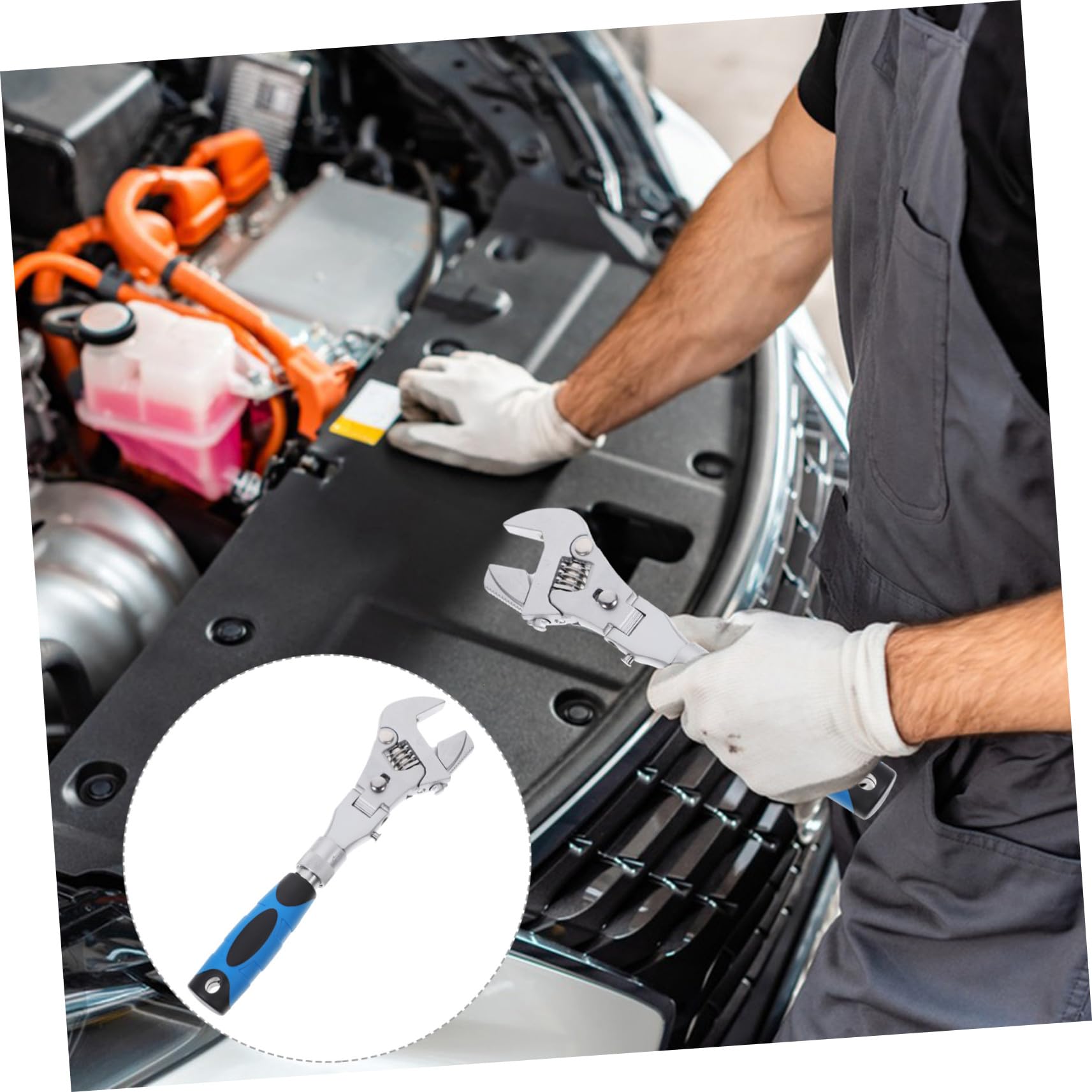 Llave Inglesa Ajustable Carraca Reversible con Mango Telescópico de Cabeza Flexible Giratoria Herramienta Duradera para Mantenimiento Doméstico y Mecánico