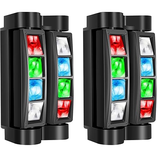BETOPPER Moving Head DJ Lights,Stage Lights for Parties, RGBW 8x3W LED Spider Lights, Sound Activated & DMX-512 for Party, Pub, Wedding Event, Club, Carnival Festival, Disco Stage Lighting(2 Packs)