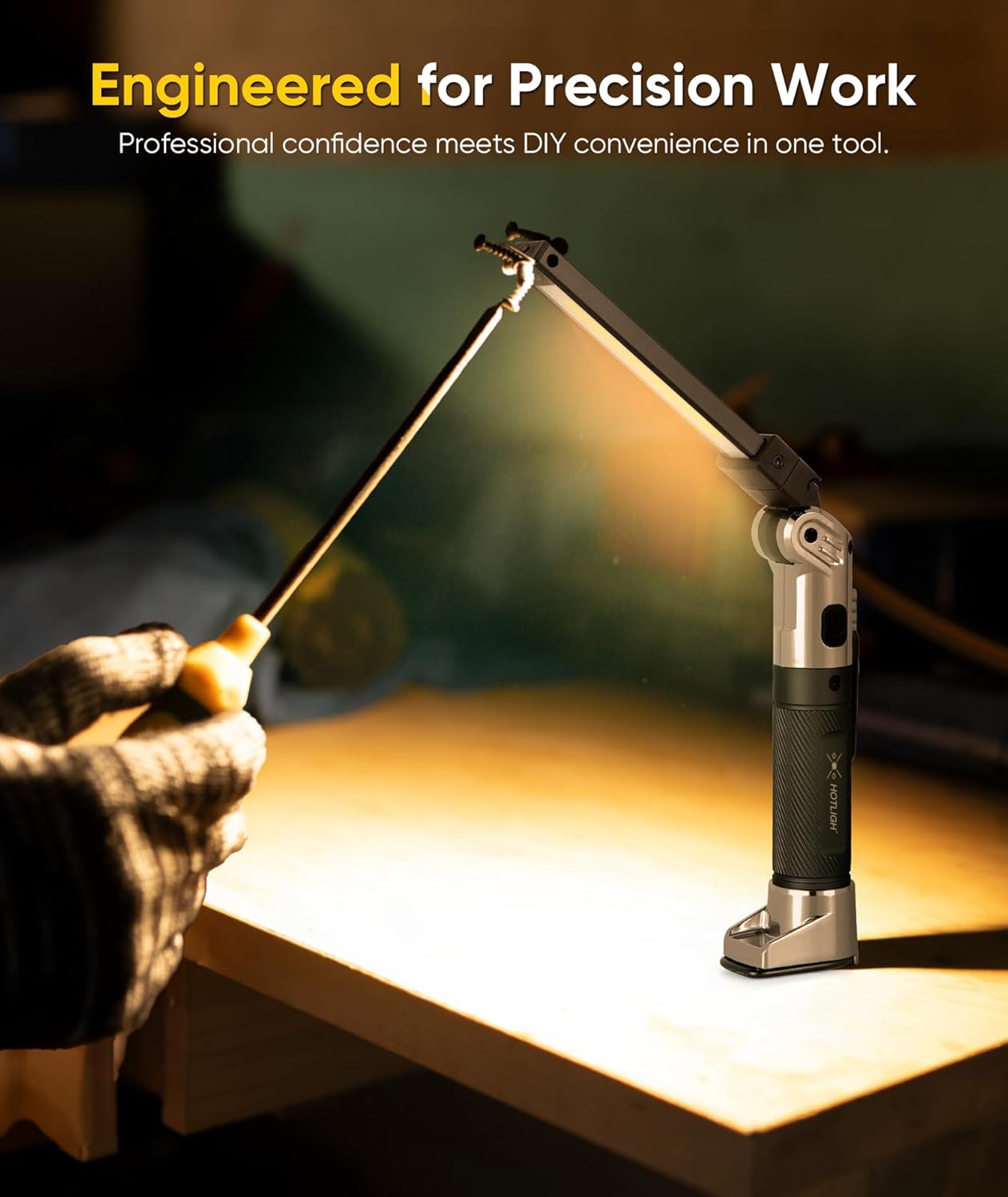 Rechargeable Work Light - 1200 Lumens Magnetic Flashlight, 4000mAh Magnetic Work Light, 3 Lighting Modes Mechanic Light with Hooks for Car Repairing/Workshop/Inspection, 1 Pack