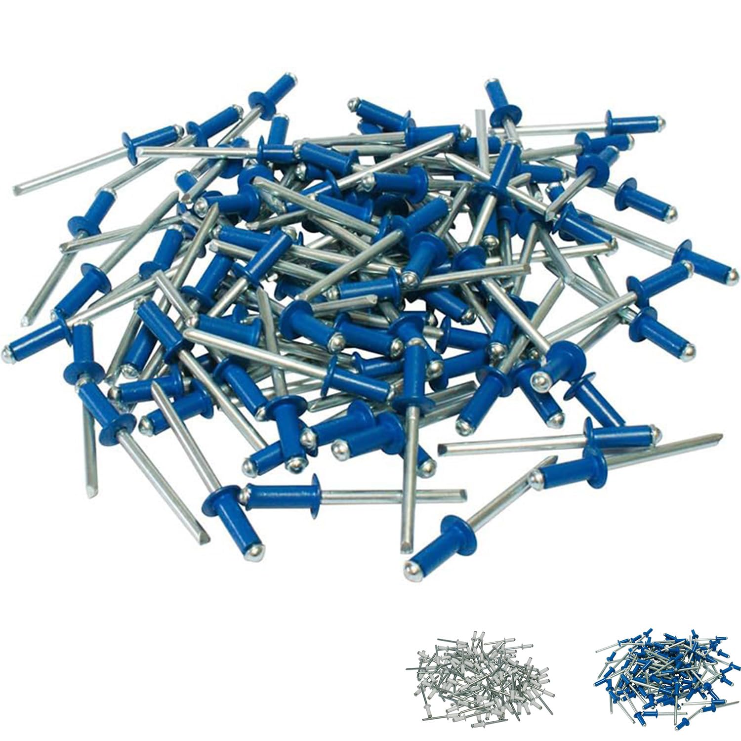 Virsus 100 Rivetti in acciaio per Targa Europea 3132, misura 4,​8x12 mm, rivetti ciechi a griffe, elementi di fissaggio parti metalliche, per auto, moto, fai da te (Blu RAL5017)