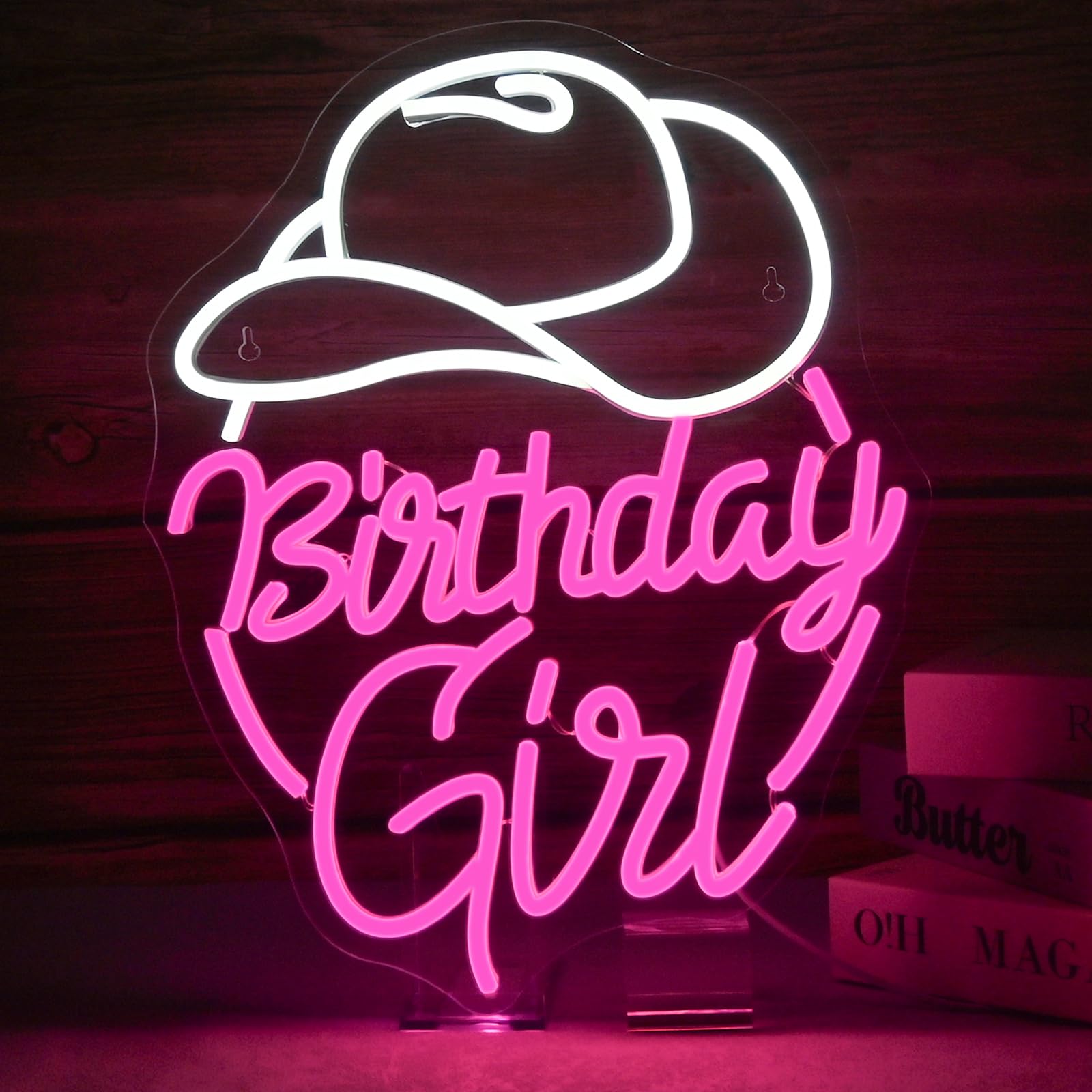 Wanxing Cowboy Hat Neon Lights,Neon Light Sign,USB Dimmer Light Signs for Wall Living Room,Bar,Cowboy Party,Birthdays Girls Room,Bedroom