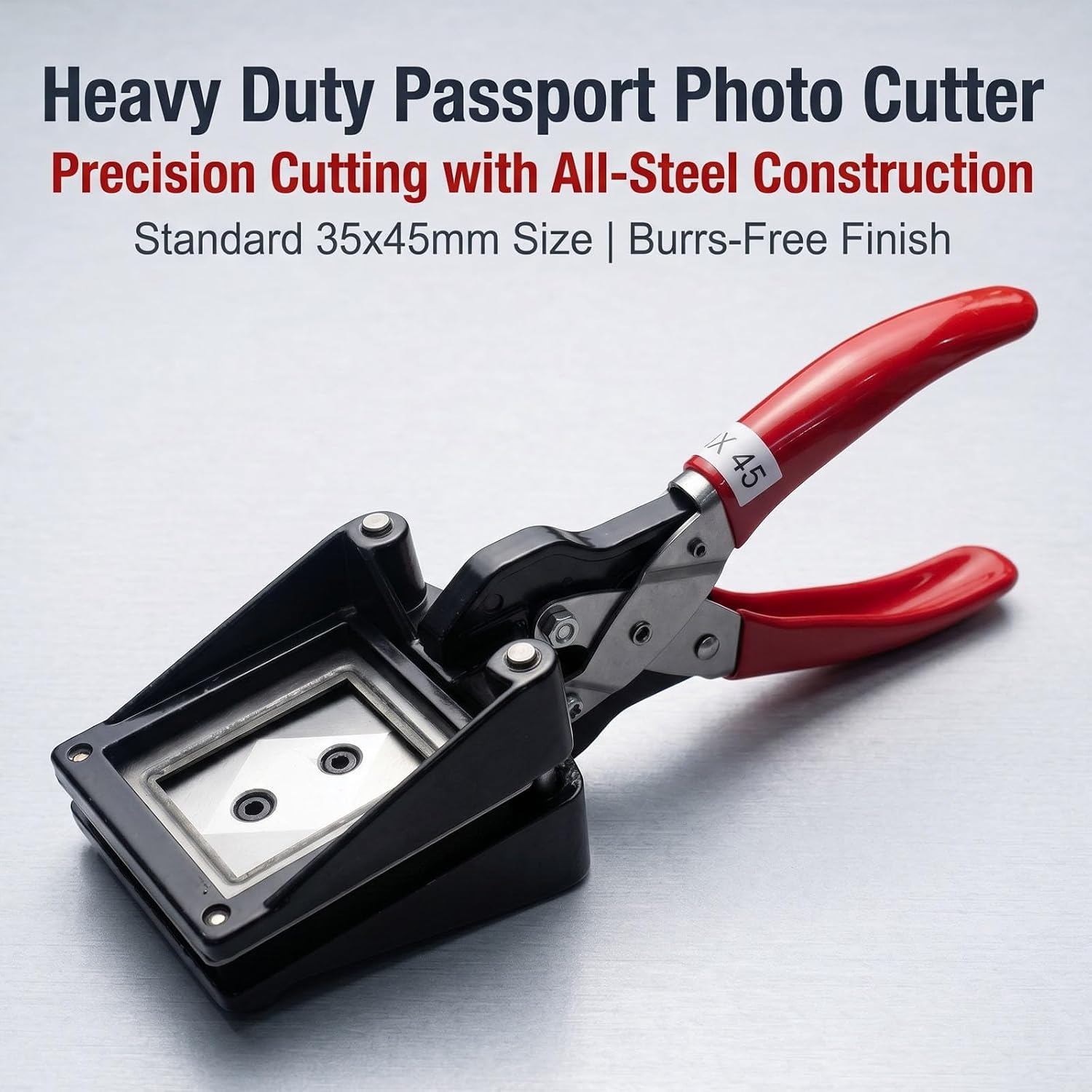 Handheld 35x45mm Passport Photo Cutter, Red Iron Photo Die Punch Tool