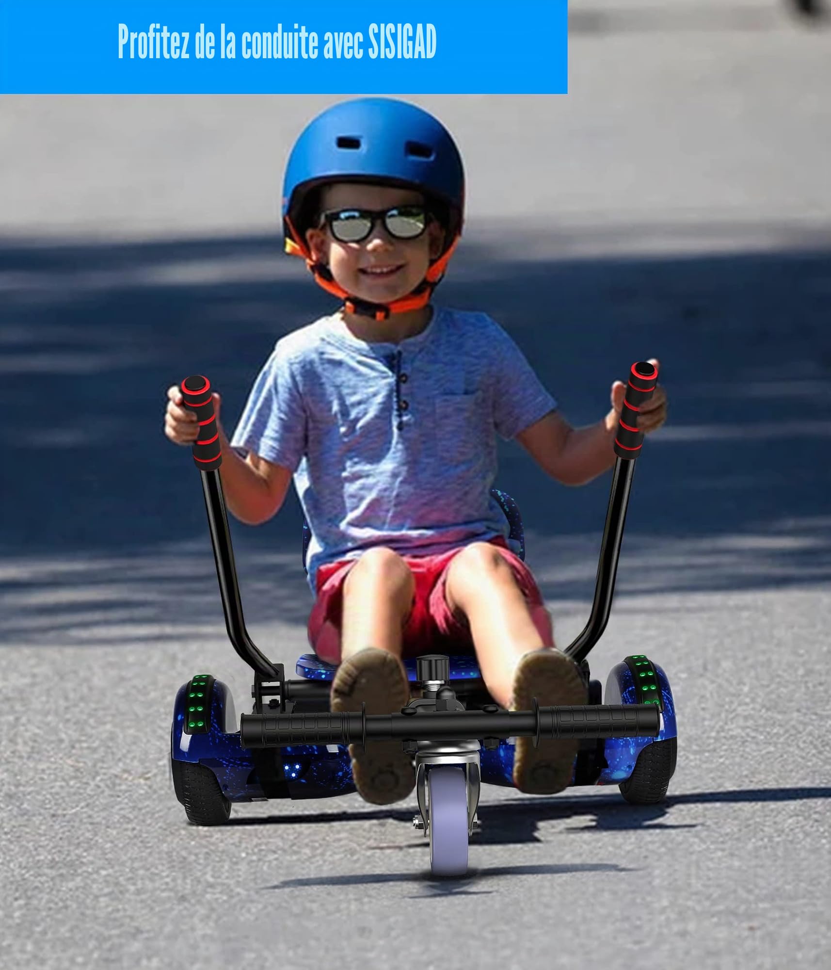 SISIGAD Hoverboard with Seat Attachment, Hoverboard Go Kart Combo, 6.5" Bluetooth Hover Board with Seat Attachment for Hoverboard