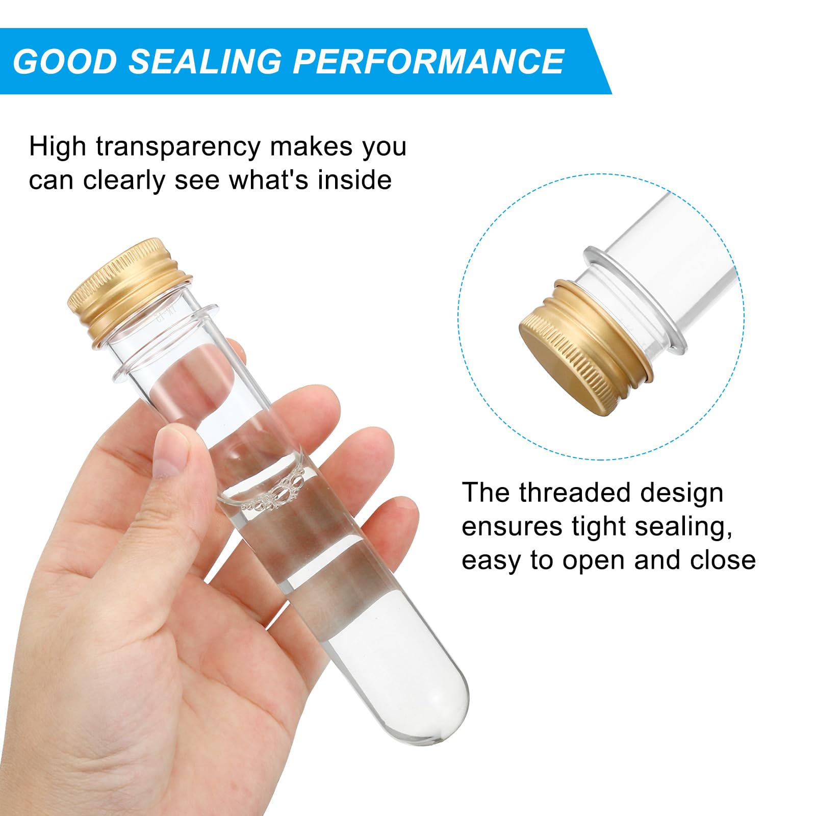 Produktbild von 24er Set Glas-Reagenzgläser Mit Dichtem Verschluss – Transparent & Auslaufsicher Für Proben, Hobby & Party-Deko