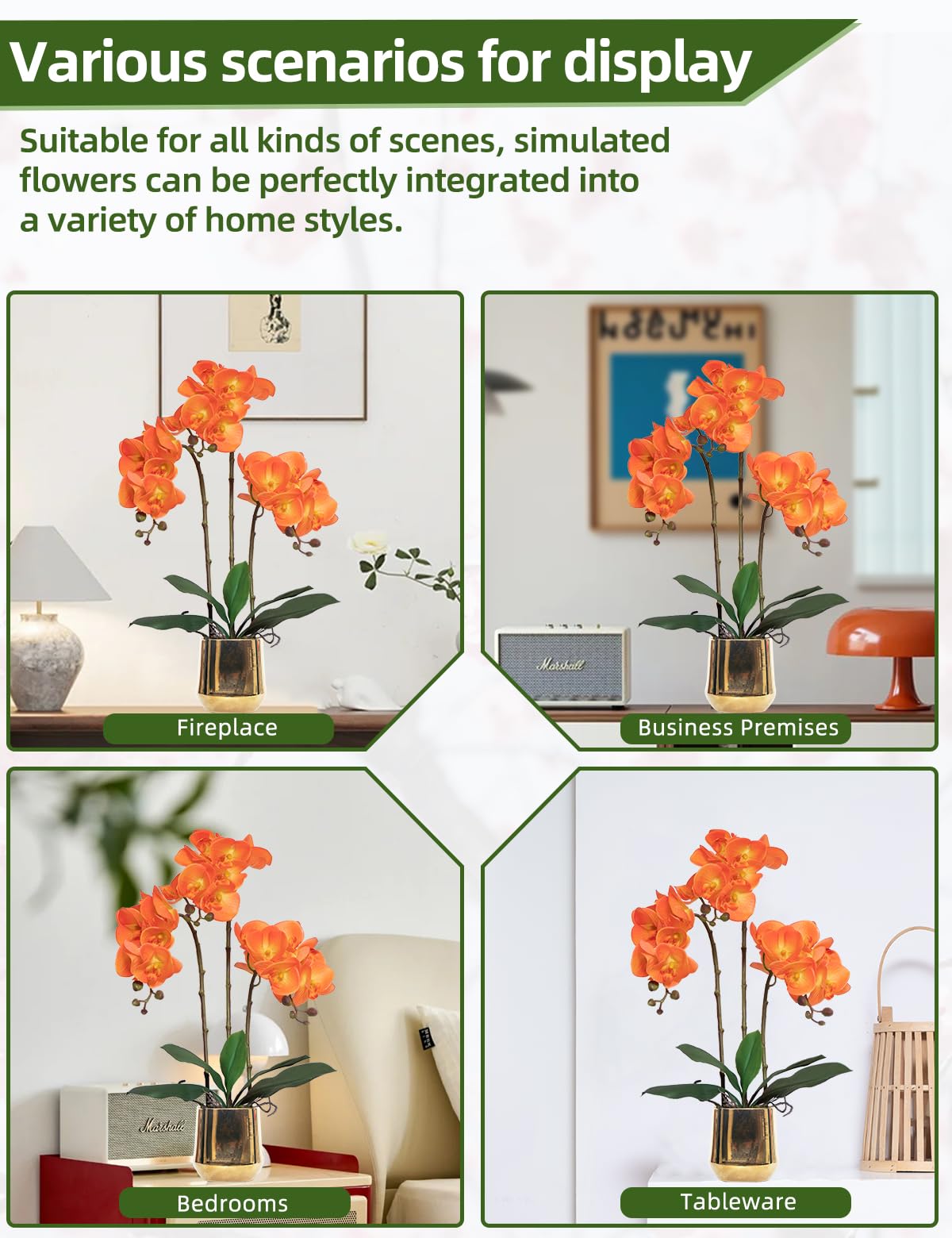 Juego de flores artificiales de orquídea falsa Phalaenopsis, orquídea mariposa de tacto real para boda, hogar, oficina, fiesta, hotel, patio, decoración de restaurante