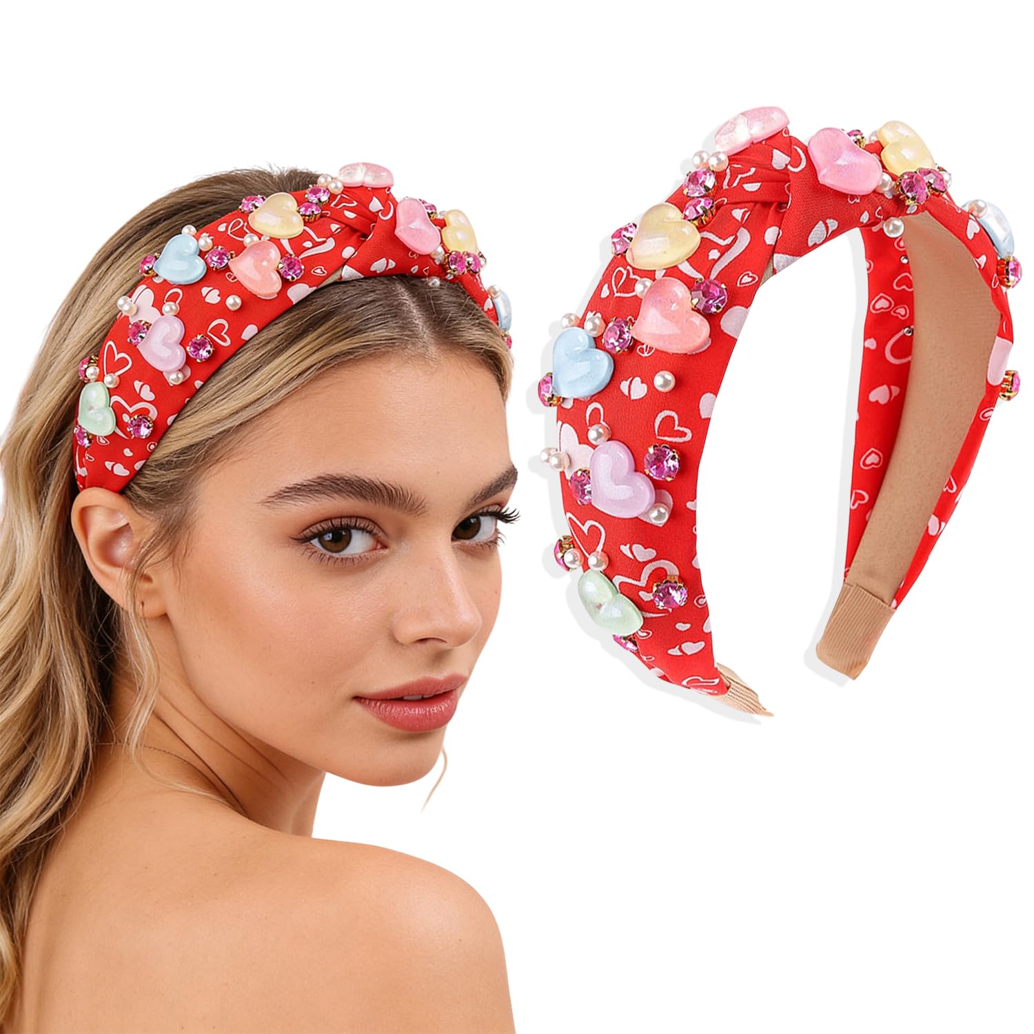 Valentines Headband for Women | Red Heart Fashion Accessory