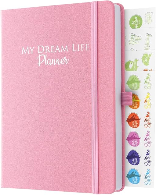 Daily, Weekly & Monthly Life Planner to Help You Achieve Your Goals and Increase your Productivity, A5 Hardcover Undated 6 months Diary with Stickers & Gift Box