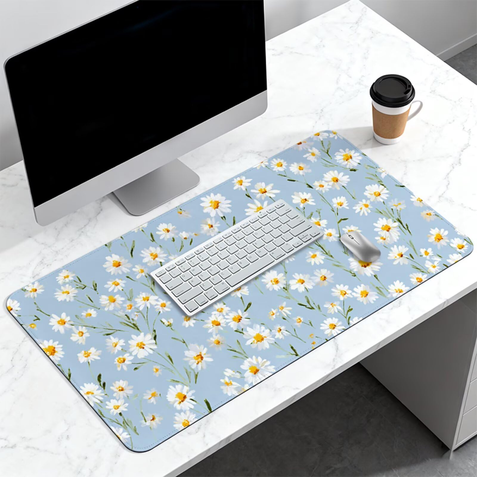 Niebieska podkładka pod mysz do gier, podkładka pod mysz XXL 1200x600 mm AVCE Gładka powierzchnia poprawia precyzję i szybkość, wodoodporna podkładka pod mysz antypoślizgowa do komputera, laptopa