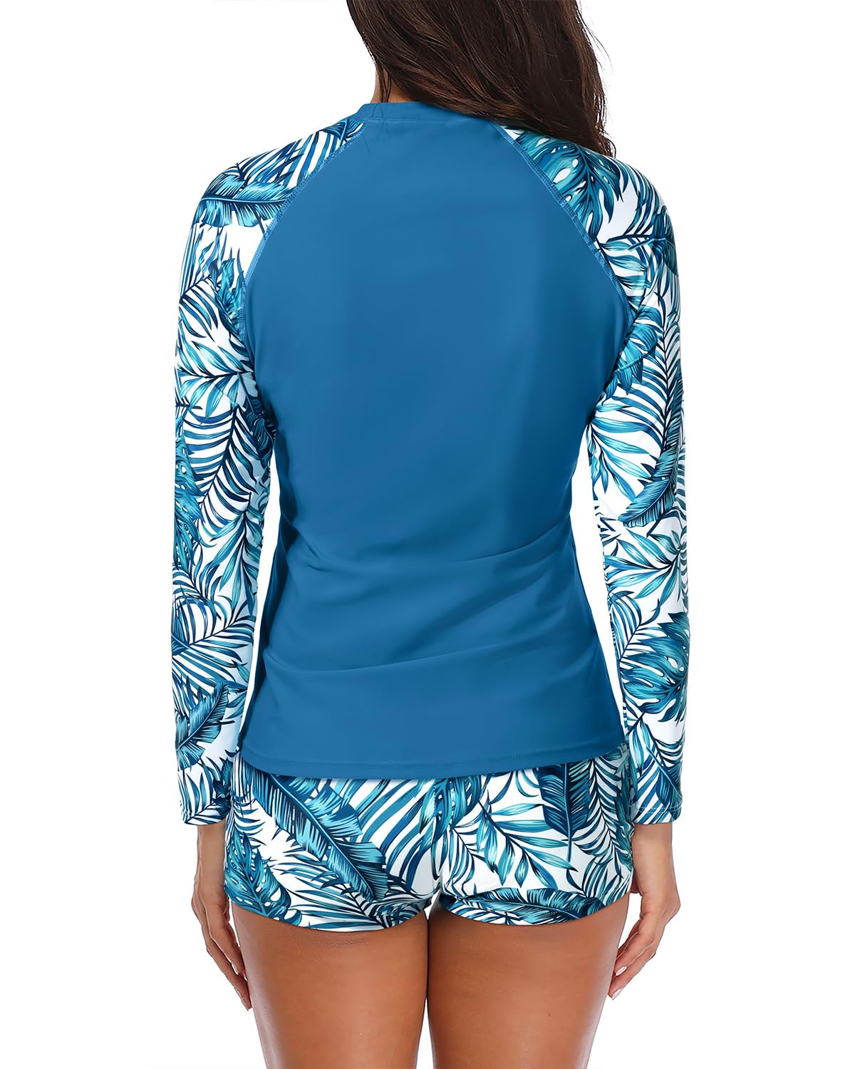 Daci Women Two Piece Rash Guard Long Sleeve Swimsuits UV UPF 50+ Swim Shirt Bathing Suit with Boyshort Bottom