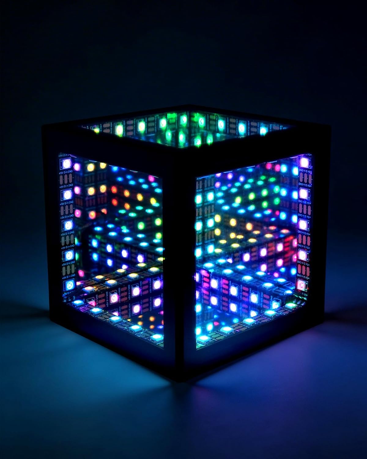 Nobiggie Infinity Mirror Cube Ambient Lighting, 3D Deep Space RGB LED Mood Light with Music Rhythm Sync, Futuristic Hypercube Decor for Home, Bedroom & Living Room (Space Black, Plus - 6 Inch)