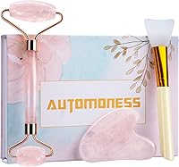 Vista 1 de Jade Roller & Gua Sha, 100% Natural Jade Face/Eye Roller and Gua Sha Massager Tool, Automoness Facial Beauty Roller Skin Care Tools for Face, Eye