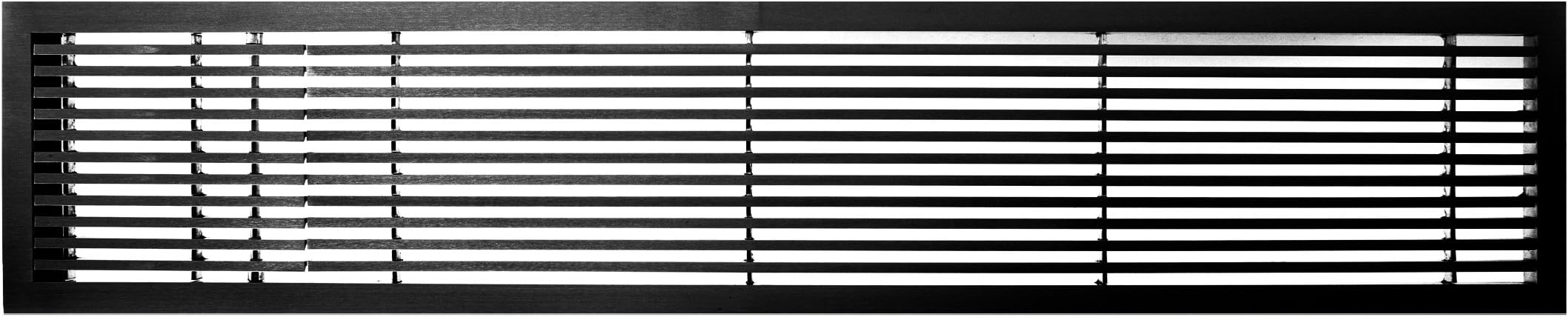 Architectural Grille 200043634 AG20 Series 4" x 36" Solid Aluminum Fixed Bar Supply/Return Air Vent Grille, Black-Matte with Left Door