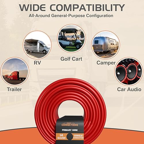 Miniatura 5 de Best Connections Audiopipe - Cable trenzado con revestimiento de cobre para automóvil (calibre 16, rollo de 100 pies, negro)