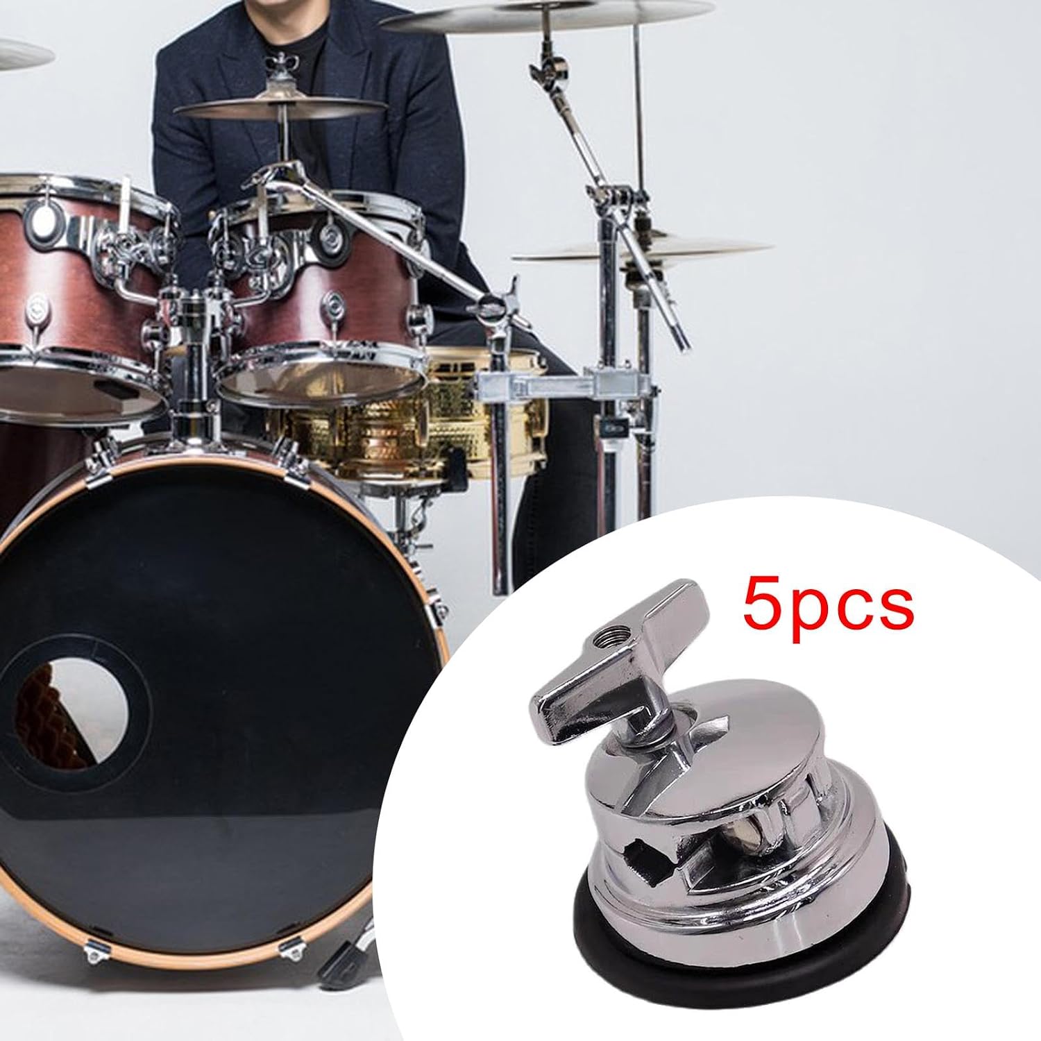 Tom Leg Mount Tom Drum Leg Base, Percussion Instrument Parts, Professional Rack Metal Hardware Mounting Bracket, 5Pcs