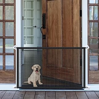 Mesh Dog Gates for Pets, Magic Pet Gate for The House, Portable Indoor Puppy Safety Fence Guard for Stairs and Doorways, Easy Install Anywhere,60" W x 30" H, 8 Hooks