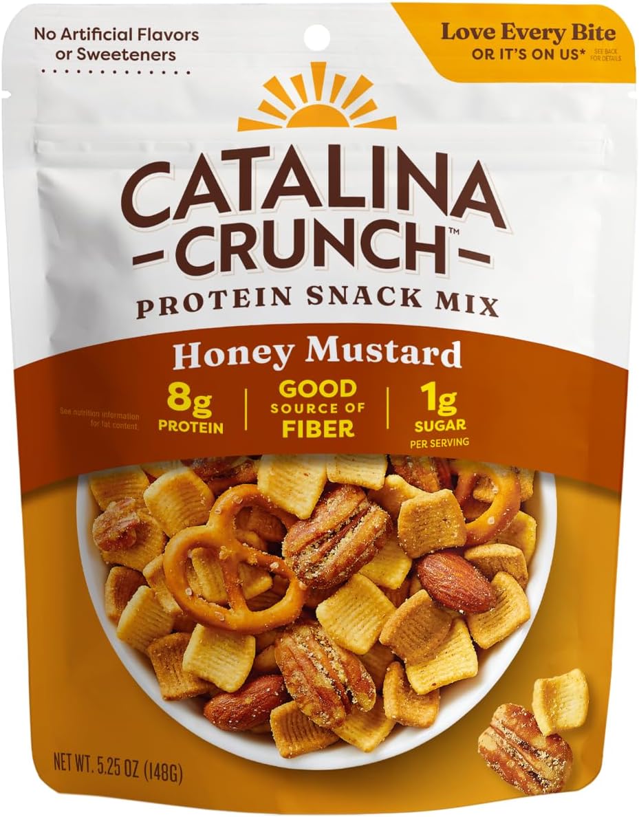 Catalina Crunch Protein Snack Mix - 8g Protein, 1g Sugar per Serving - Good Source of Fiber, Keto, Gluten Free - Honey Mustard, 5.25 Ounce Bag (Pack of 1)