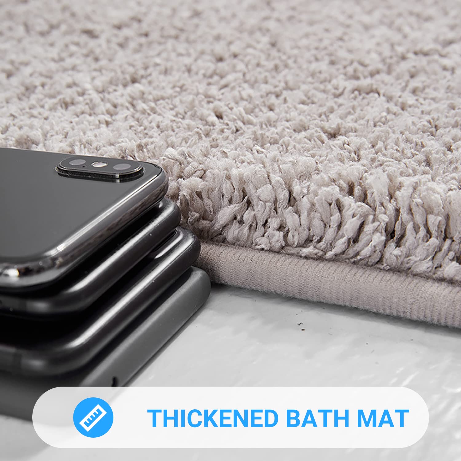 Tapis de Bain en Microfibre - Grand Tapis de Salle de Bain - Antidérapant - Lavable - Doux et Super Absorbant - pour Douche, Baignoire, Toilettes, WC - Tapis de Douche Moelleux (Gris, 60 x 90 cm)