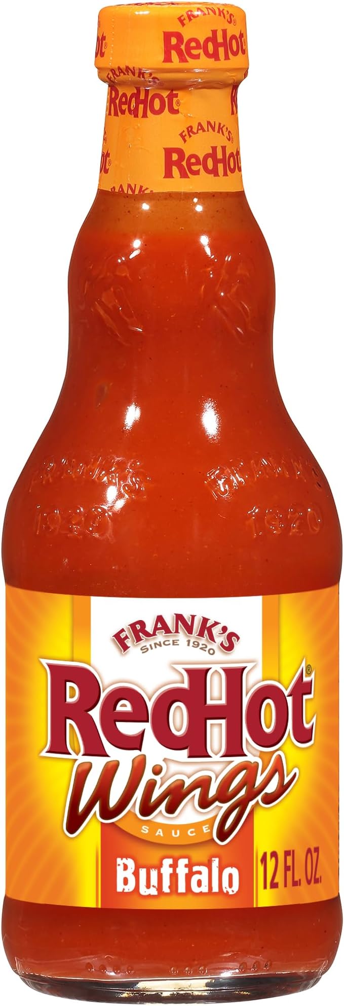 Frank's RedHot Wings Sauce, Buffalo, Ready-To-Use, Shake or Pour Over Wings, Sandwiches, Pizza, and More for Buffalo-Style Flavor, 12 fl oz