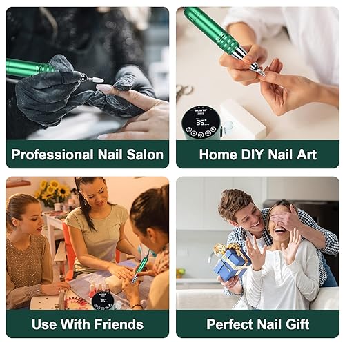 Miniatura 7 de KUIIYER 35000RPM Potente máquina de taladro eléctrico de uñas con pedal de pie y 30000RPM máquina de taladro eléctrico portátil para uñas acrílicas