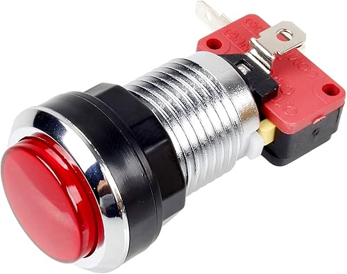 Miniatura 4 de EG STARTS 10 unidslotes cromados 1.181 in LED iluminados pulsadores con micro interruptor para juegos de máquina de arcada Mame Jamma partes 12V