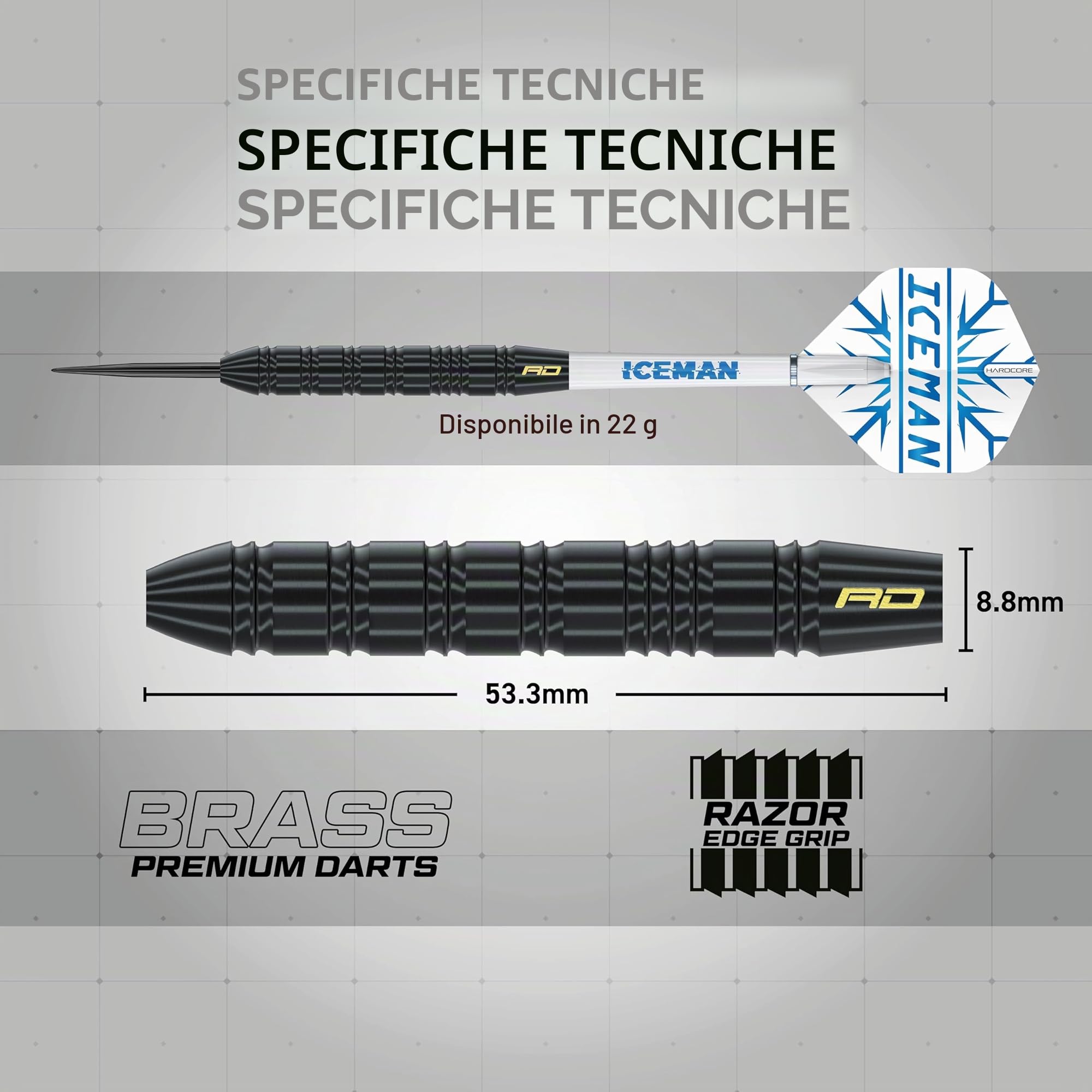 Red Dragon Peter Wright 'Snakebite' v Gerwyn Price 'Iceman' DWC Steel Tip Set di Freccette in Ottone con Alette e fusti