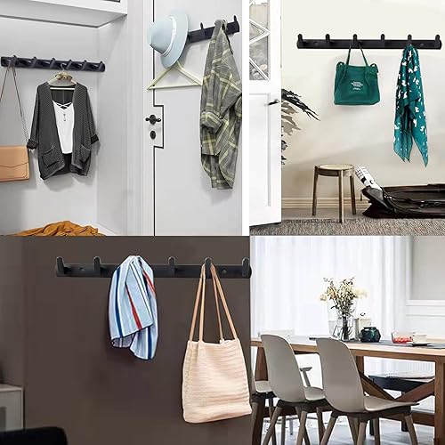Miniatura 6 de Perchero de pared con 6 ganchos, gancho de pared negro, perchero moderno montado en la pared, gancho para abrigos es adecuado para sala de estar,