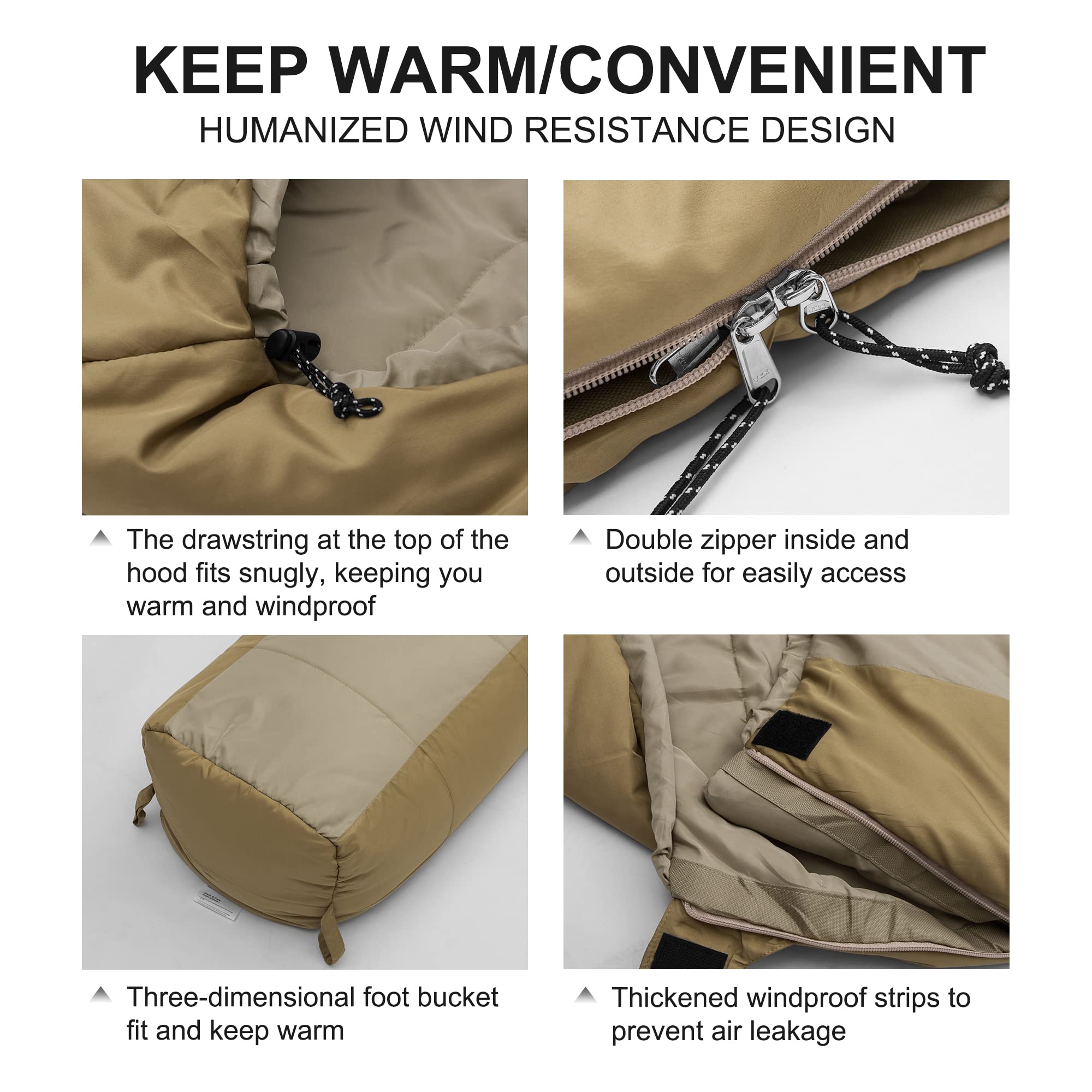 Mardingtop Saco de Dormir Outdoor -5 °C - 15 °CWarm Saco de Dormir de mamá para Adultos para Camping, Viajes y Actividades al Aire Libre