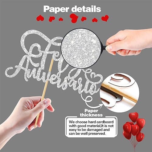 Miniatura 3 de Decoración para tartas de aniversario con purpurina plateada, Happy Ever After/We Still Do - Decoración para tartas, suministros de decoración de