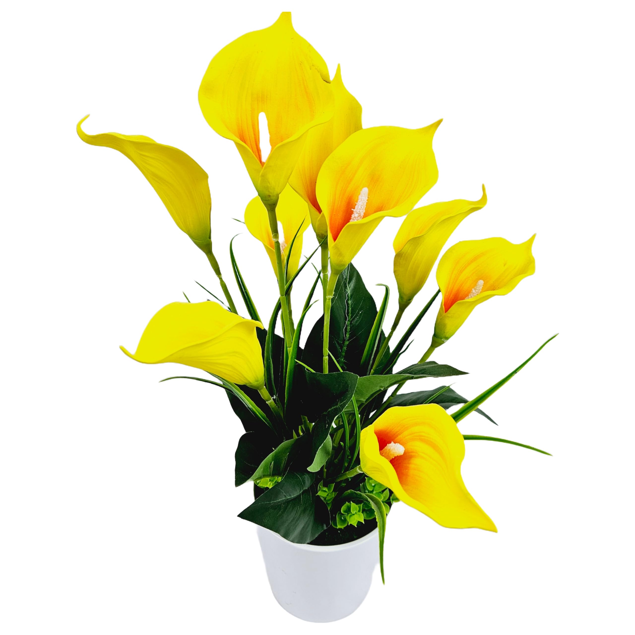 Tecnokit Piante Finte Interno, Piante Artificiali da Esterno realistiche, con vaso incluso, pianta finta, materiale plastico realistico al tatto, adatto per tutti gli ambienti (CALLE 40 CM GIALLO)