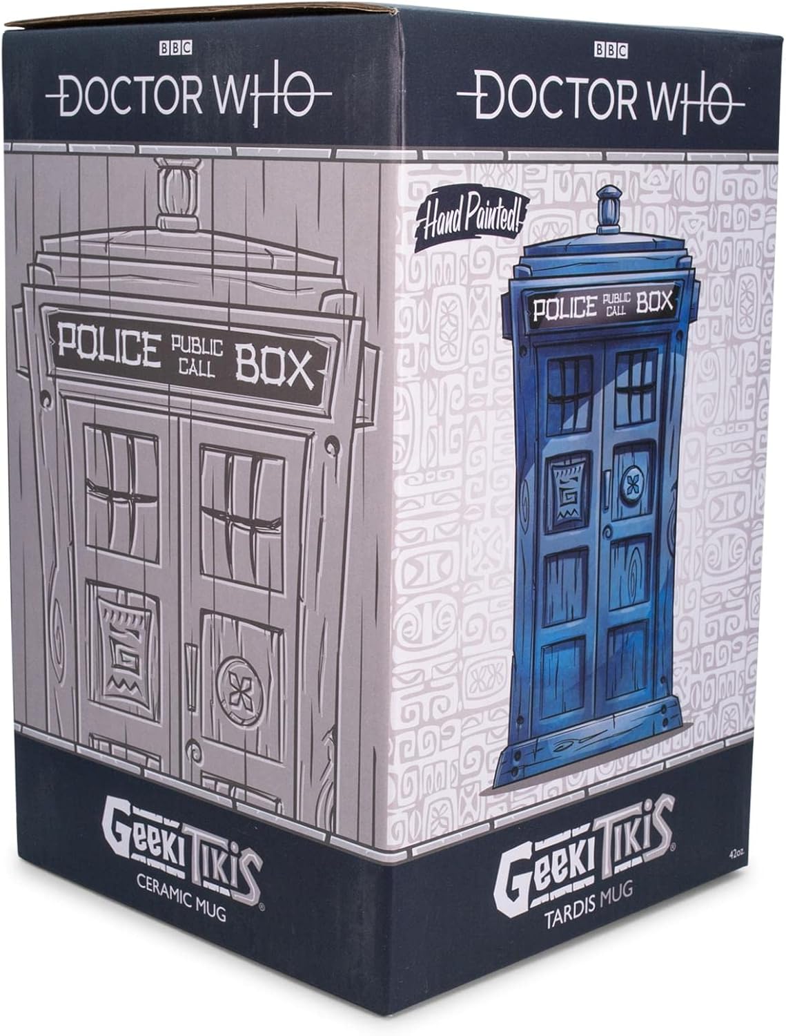 Geeki Tikis Doctor Who TARDIS Ceramic Mug | Tumbler Cocktail Glasses, Tropical Drinkware For Home Barware Set | Science Fiction Gifts and Collectibles | Holds 42 Ounces