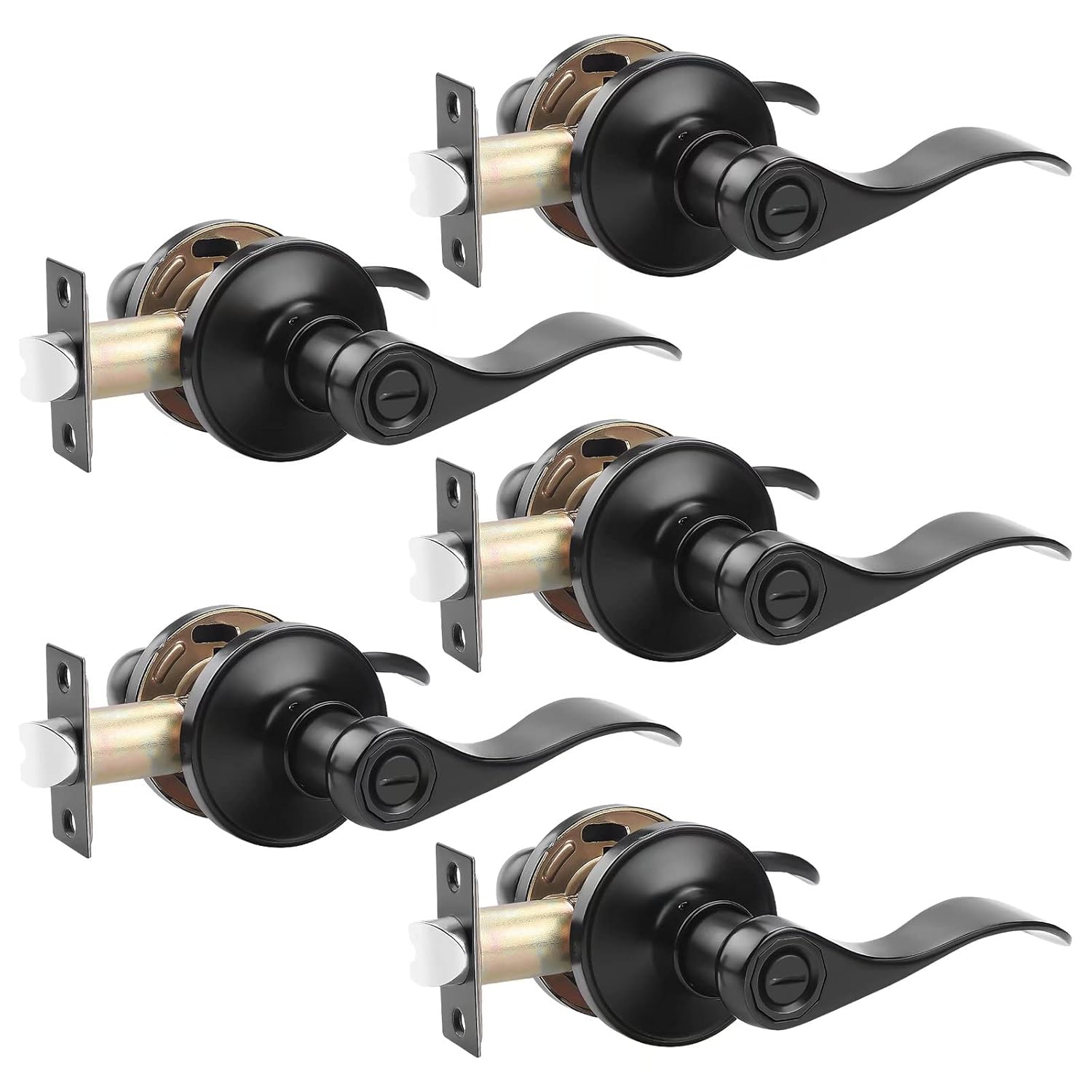 5 Pack Probrico Door Lever Privacy Door Lock Doorknobs Handle Hardware