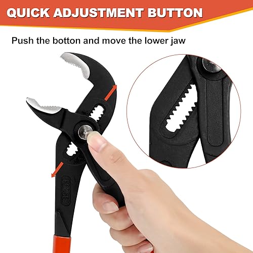 Miniatura 4 de Juego de 3 alicates para juntas de ranura, alicates ajustables para bomba de agua, alicates de lengüeta y ranura de mandíbula en V, 7 pulgadas, 10