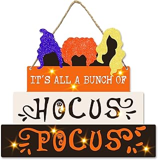 CIOEY Halloween Door Hanging Sign Spooky Hocus Pocus Wall Sign Plaque for Indoor Outdoor Decor Home School Office Haunted House Yard Decorative Signs Halloween Party Decoration