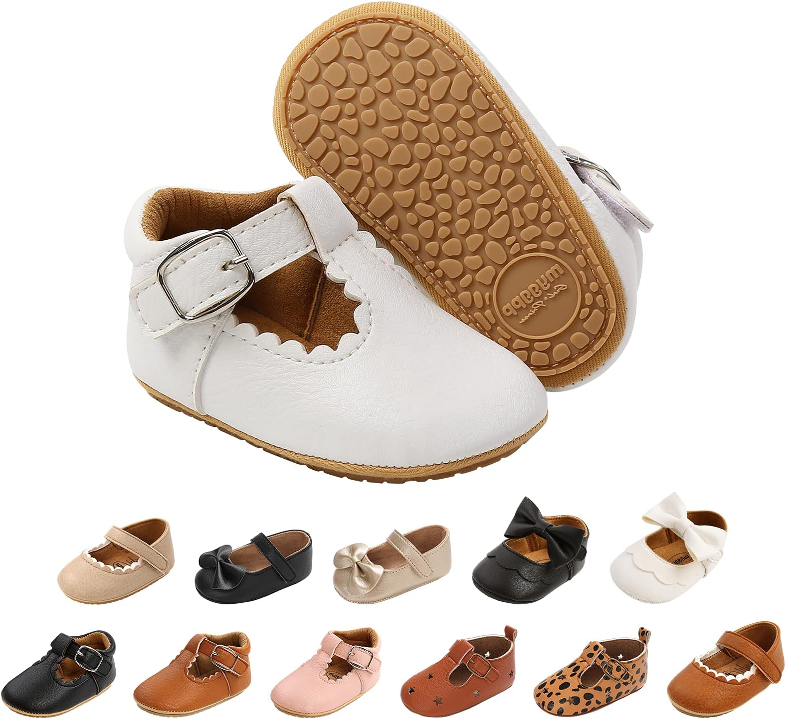 Baby Girls First Walking Shoes Mary Jane PU Leather Anti-Slip Princess Shoes Infant Baby Shoes