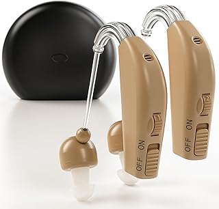 Hearing Aids, Rechargeable Hearing Aids for Seniors, Portable Hearing Amplifiers with Noise Cancelling and Volume Control, Digital Hearing Assist Devices with A Travel Charging Box (S4)