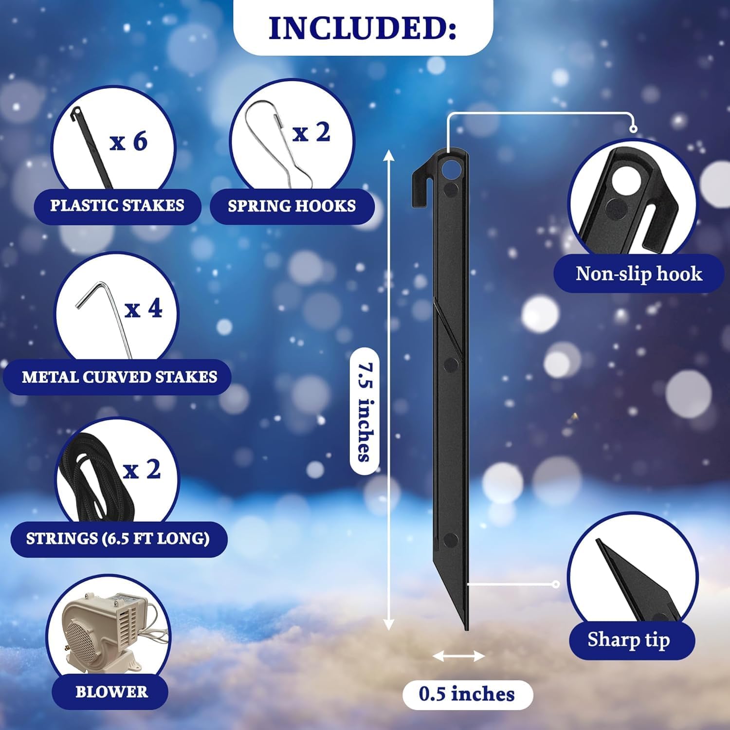 Zion Judaica 7' Inflatable Hanukkah Yard Decorations 7ft Tall Menorah Multi-Blue - Hanukah Indoor/Outdoor Lighted Decoration LED - with Powerful Air Fan Tie-Down Stakes Chanukah Lawn Décor Blowup