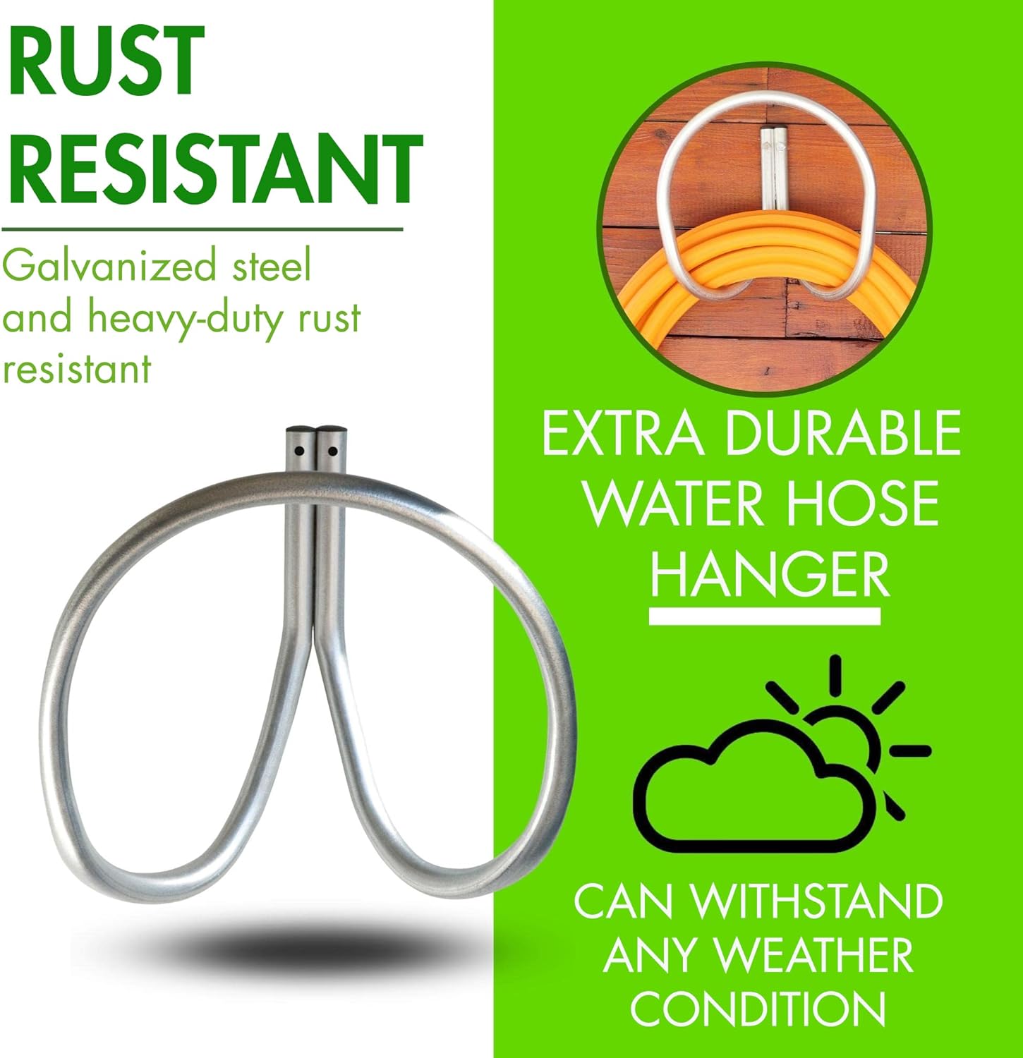 Yard Butler Garden Hose Holder - Wall Mounted Water Hose Holder up to 100 ft - Rust Proof, Galvanized, Water Hose Holder for the Outside, Heavy Duty Storage